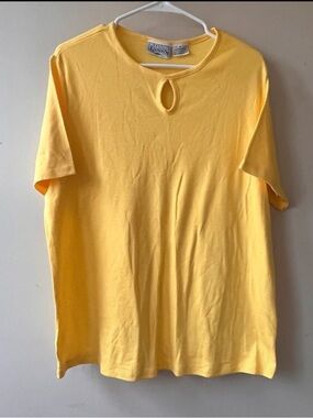 Basic Editions Yellow Short Sleeve Tee with Keyhole Neck